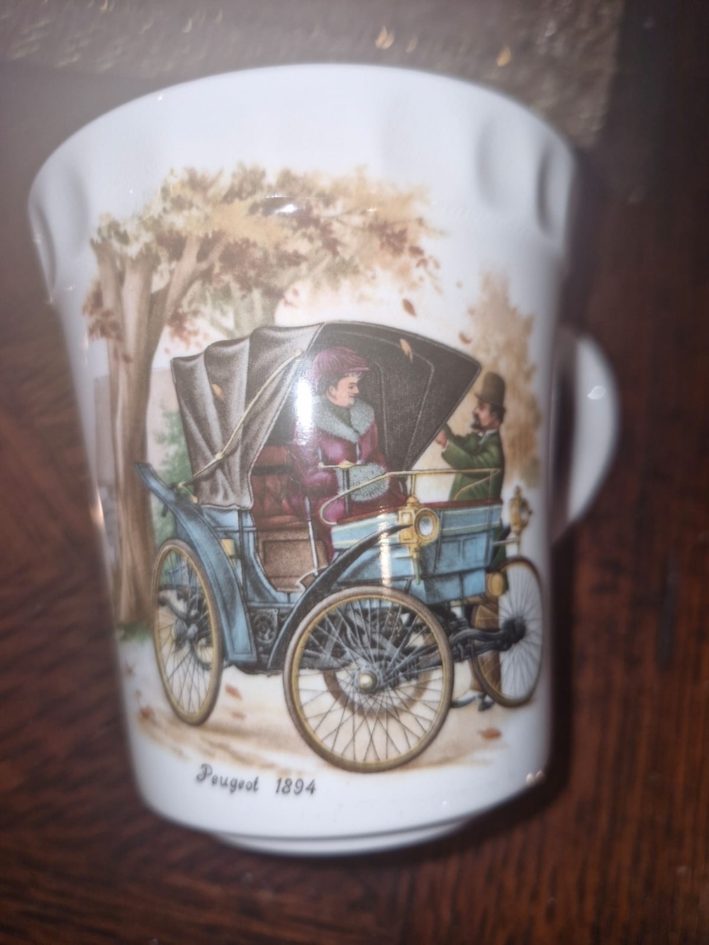 Staffordshire Peugeot 1894 Vintage Car Ceramic Coffee Mug - White